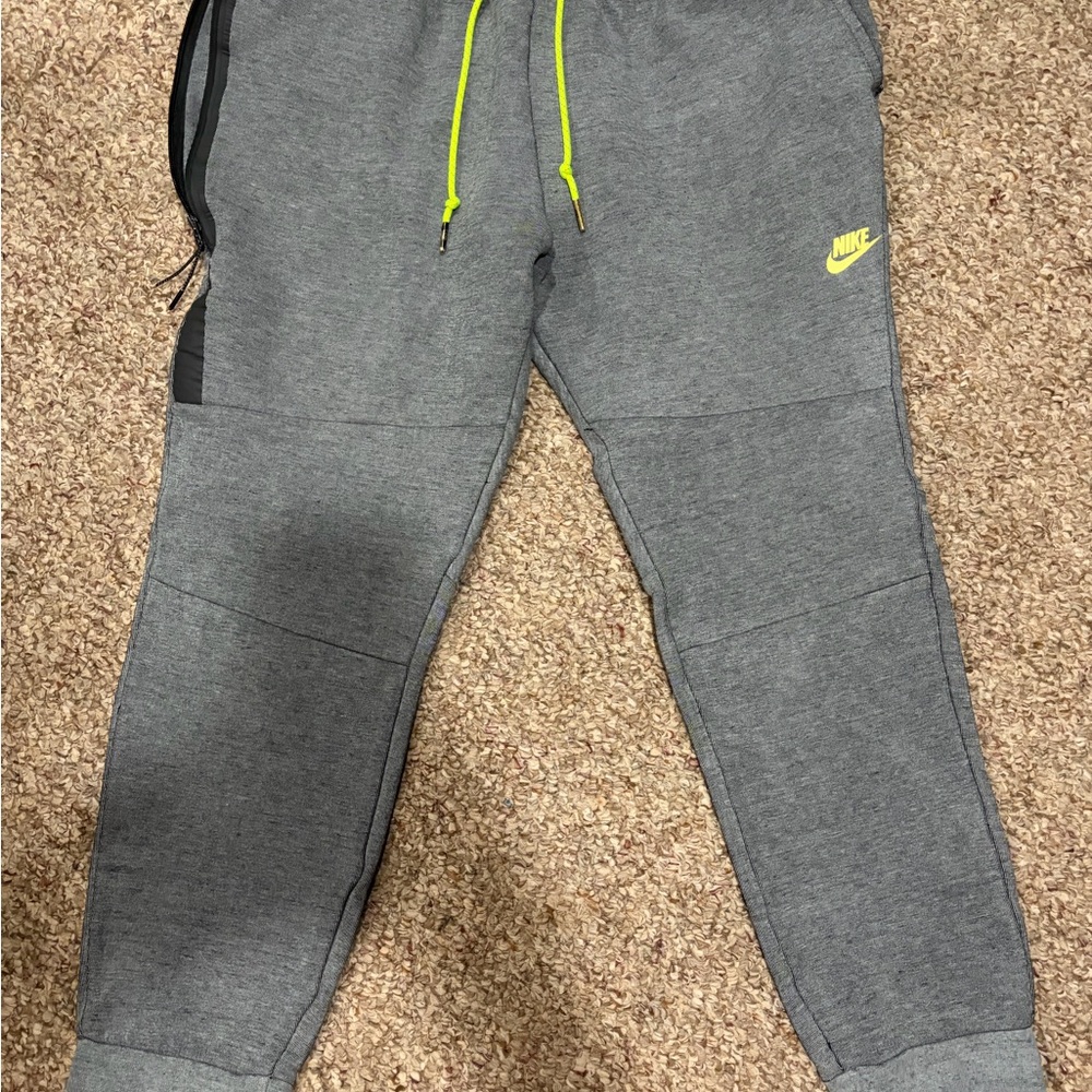 Nike  Tech gray joggers with Neon Accents